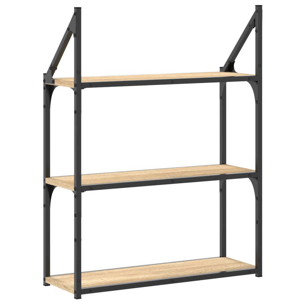 vidaXL 3-Tier Wall Shelf Sonoma Oak 60x21x78.5 cm Engineered Wood