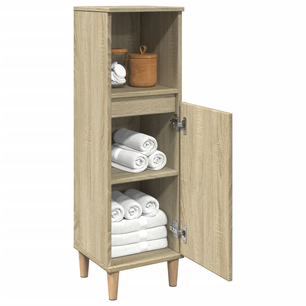 vidaXL Bathroom Cabinet Sonoma Oak 30x30x100 cm Engineered Wood