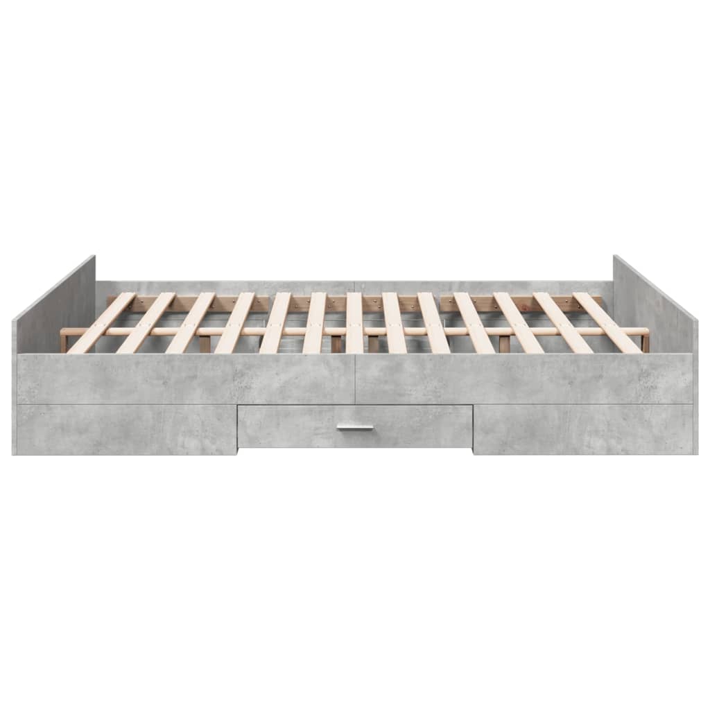 vidaXL Bed Frame with Drawers without Mattress Concrete Grey 140x200 cm