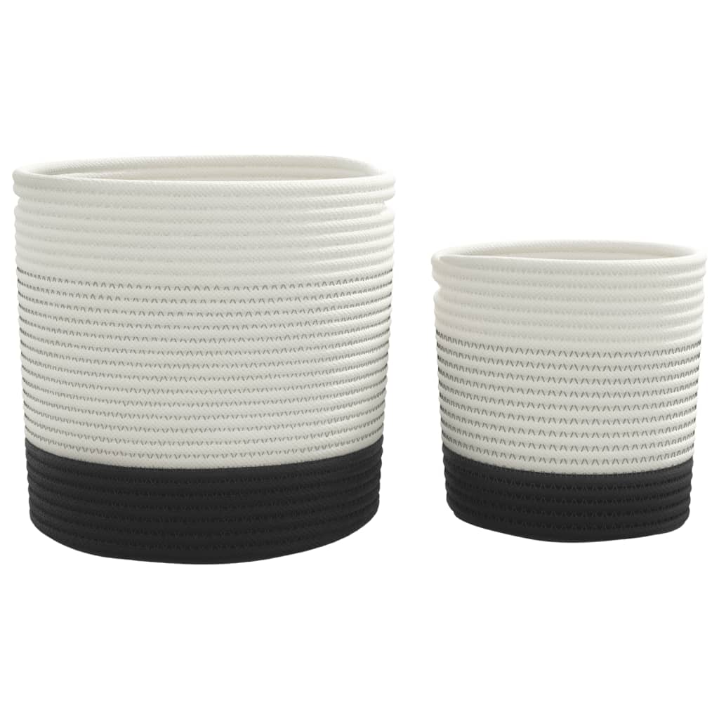 vidaXL Storage Baskets 2 pcs White and Black Cotton