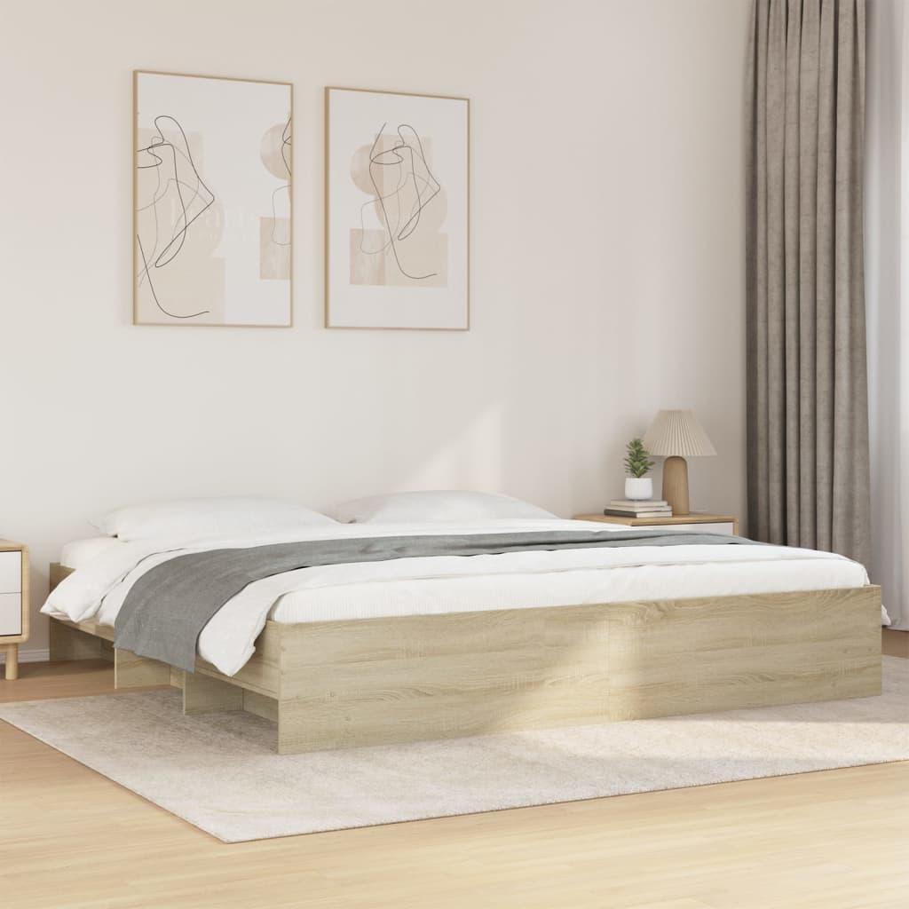 vidaXL Bed Frame without Mattress Sonoma Oak 200x200 cm Engineered Wood