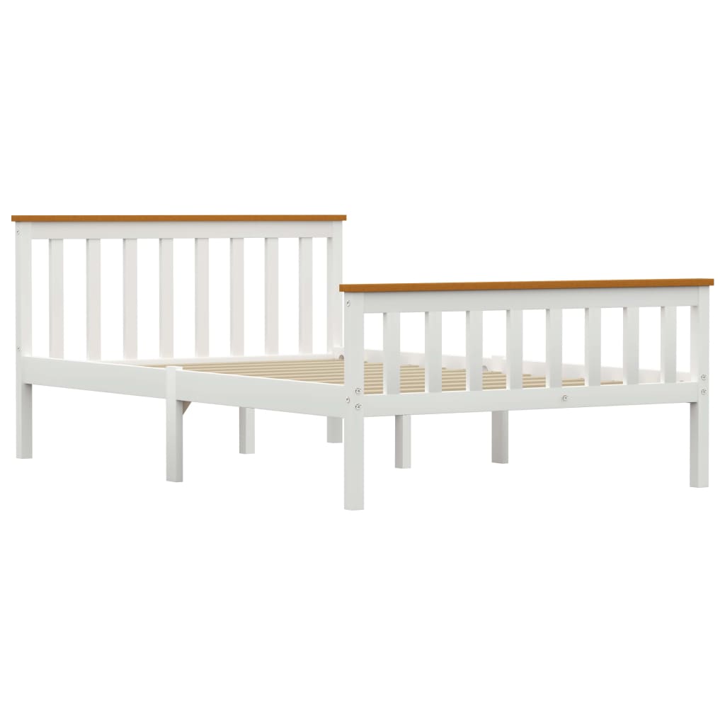 vidaXL Bed Frame without Mattress White Solid Pinewood 120x200 cm