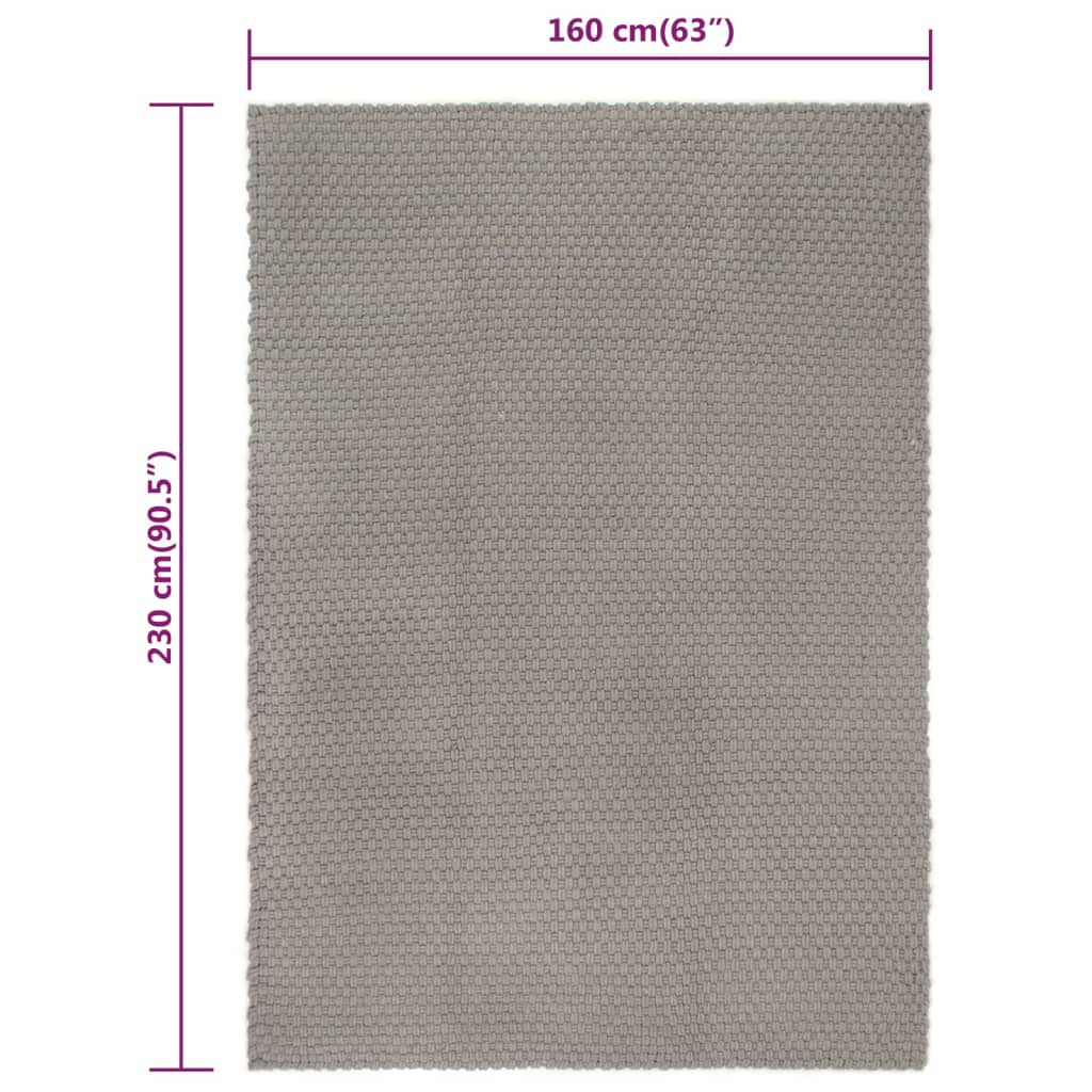 vidaXL Rug Rectangular Grey 160x230 cm Cotton