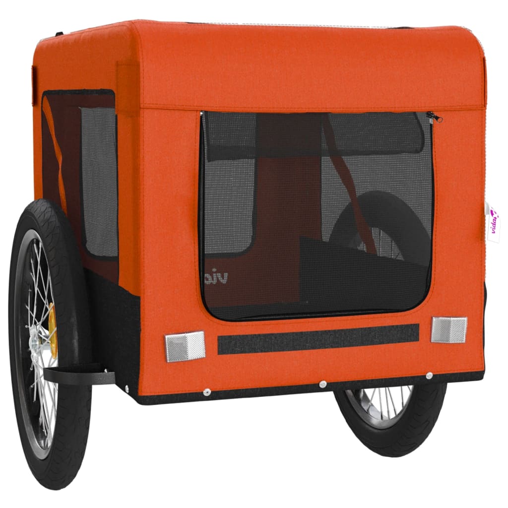 vidaXL Pet Bike Trailer Orange and Black Oxford Fabric&Iron