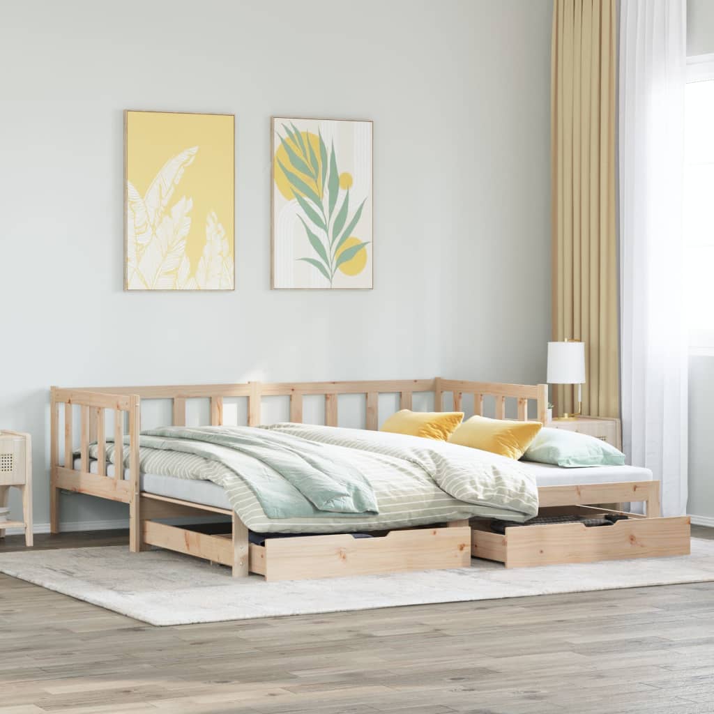 vidaXL Daybed with Trundle and Drawers without Mattress 90x190 cm Single