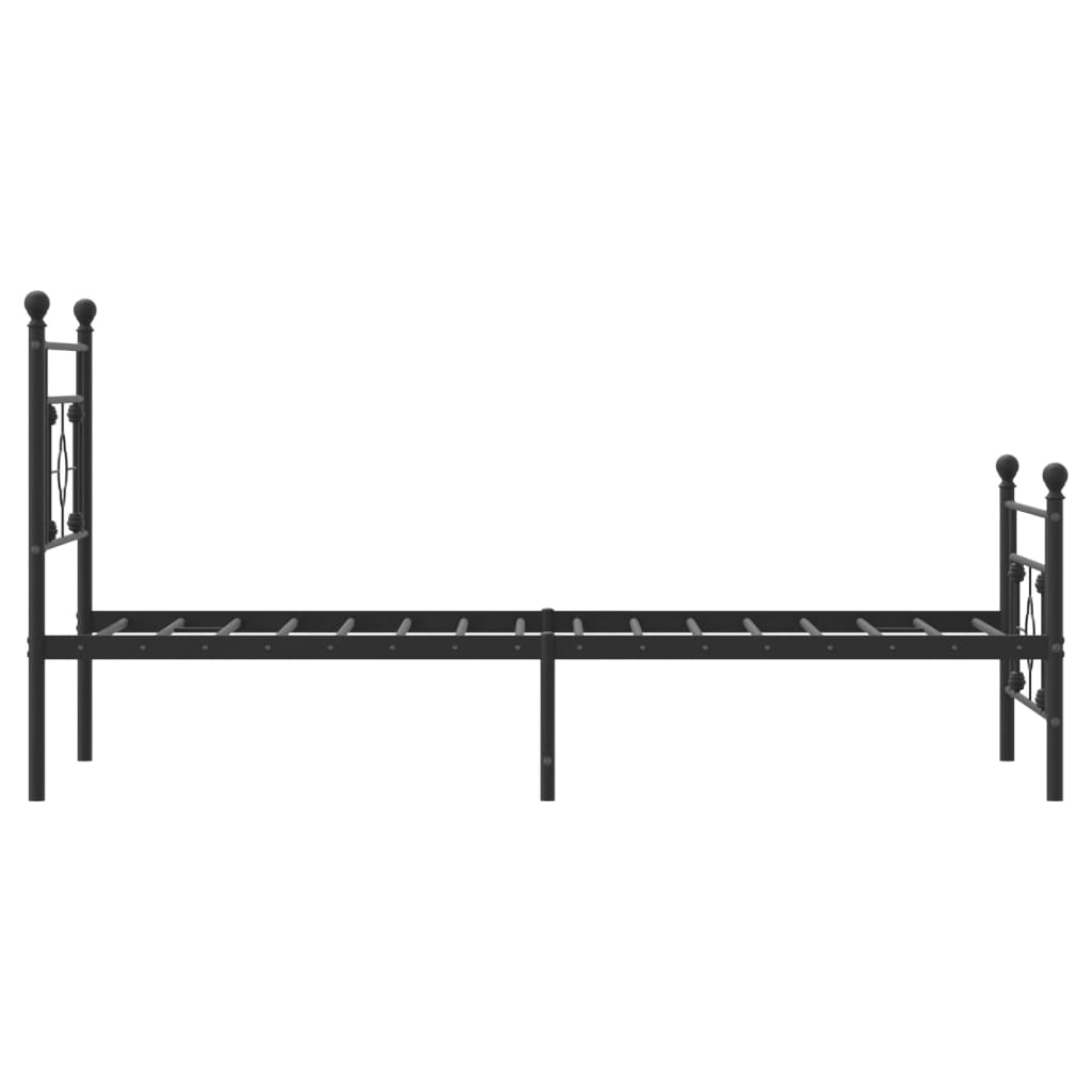 vidaXL Metal Bed Frame without Mattress with Footboard Black 100x190 cm