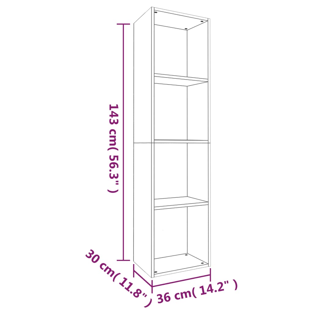 vidaXL Book Cabinet/TV Cabinet Smoked Oak 36x30x143 cm Engineered Wood