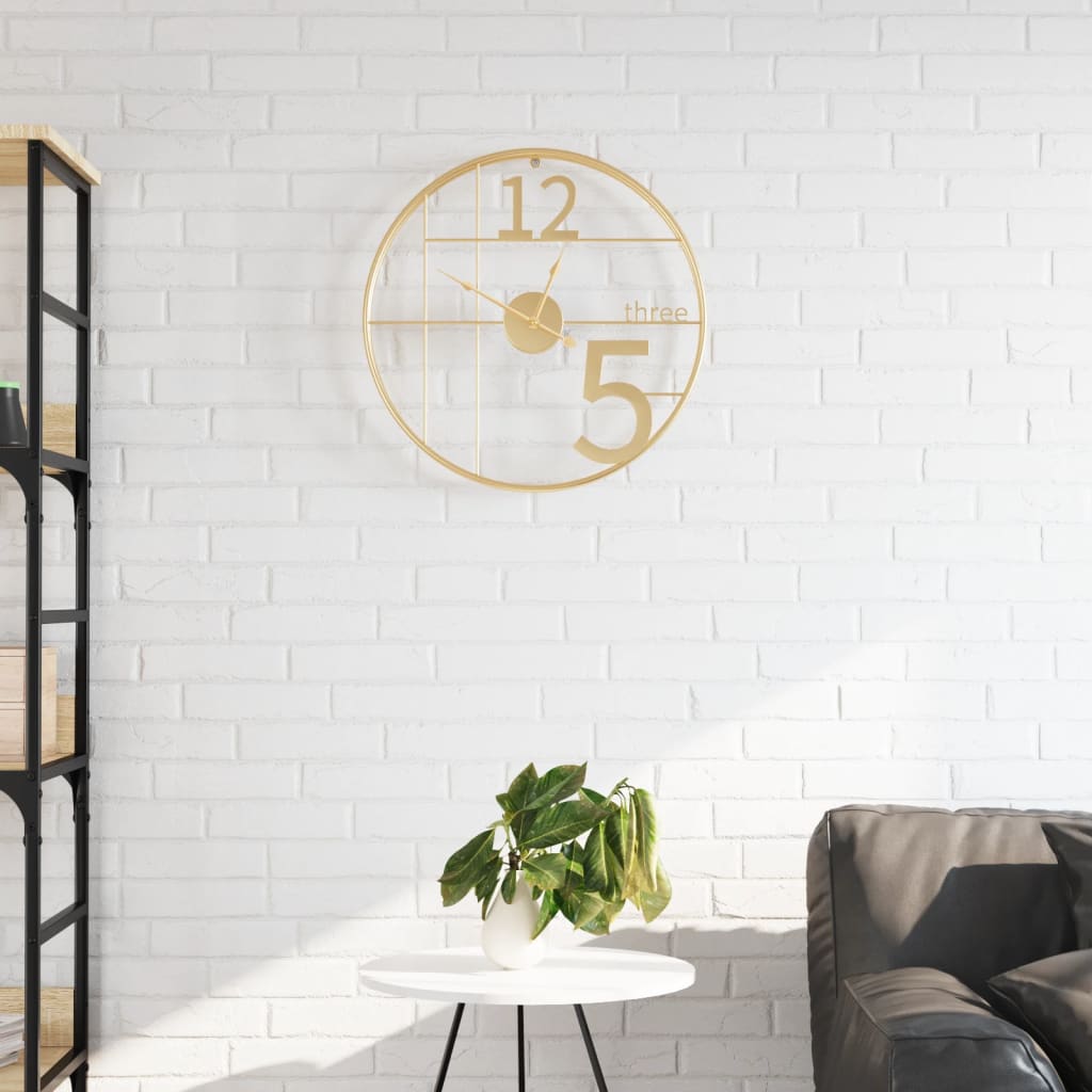 vidaXL Wall Clock Gold Ø50 cm Iron