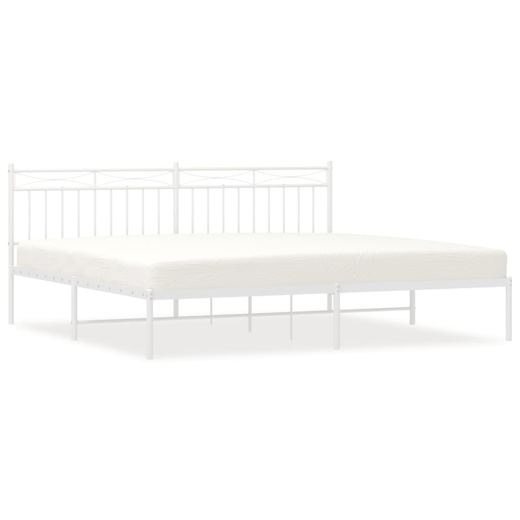 vidaXL Metal Bed Frame without Mattress with Headboard White 200x200 cm