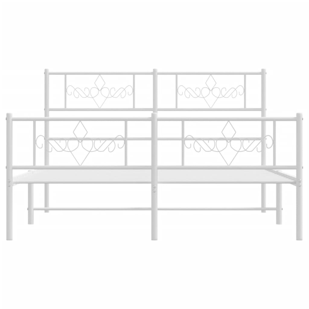 vidaXL Metal Bed Frame without Mattress with Footboard White 140x190 cm