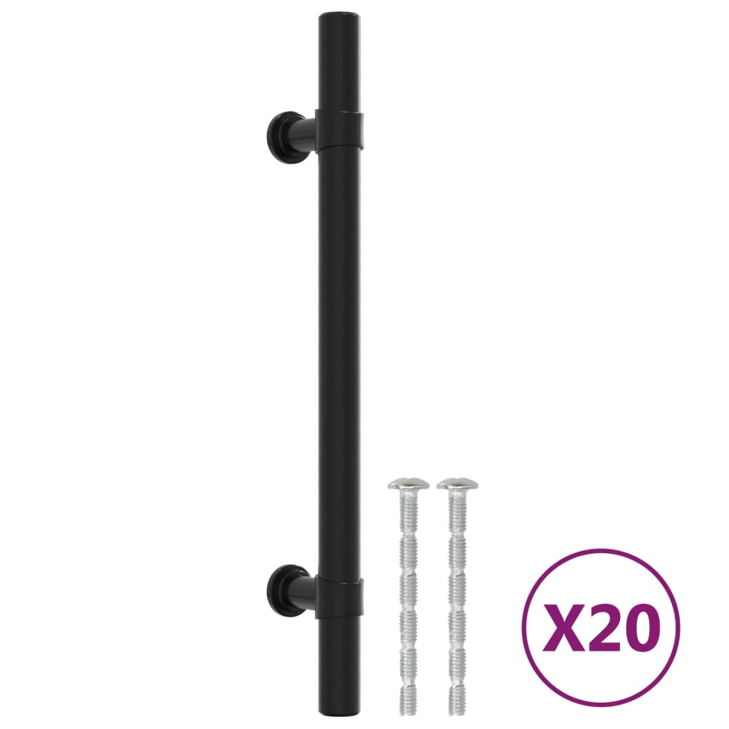 vidaXL Cabinet Handles 20 pcs Black 128 mm Stainless Steel