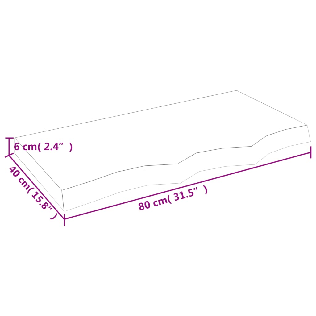 vidaXL Table Top 80x40x(2-6) cm Untreated Solid Wood Oak