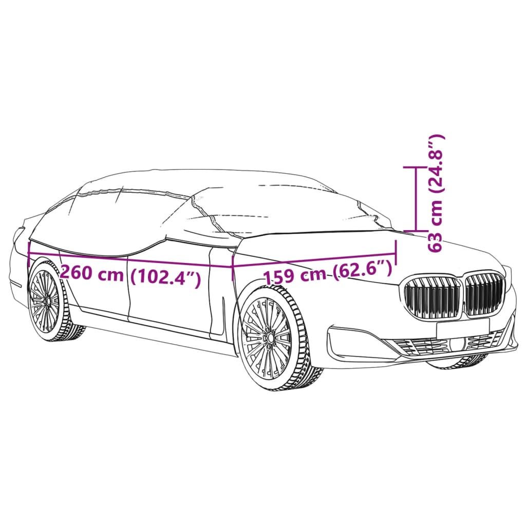 vidaXL Half Car Cover with Hooks Silver M