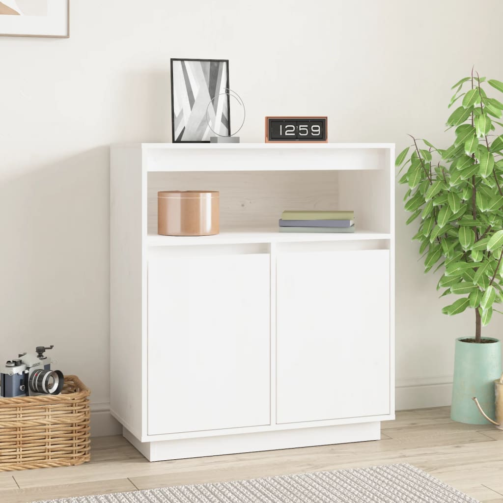 vidaXL Sideboard White 70x34x80 cm Solid Wood Pine