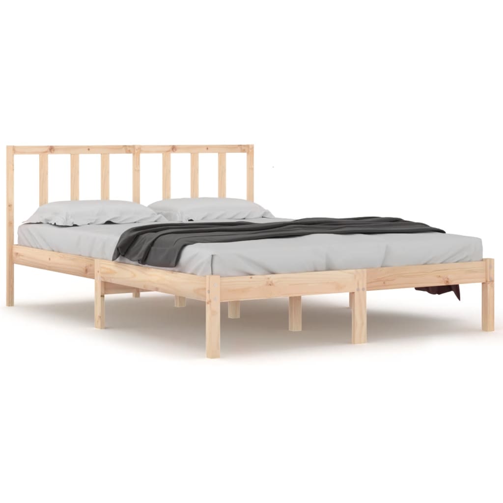 vidaXL Bed Frame without Mattress Solid Wood Pine 135x190 cm Double