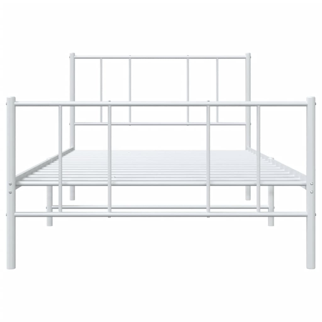 vidaXL Metal Bed Frame without Mattress with Footboard White 107x203 cm