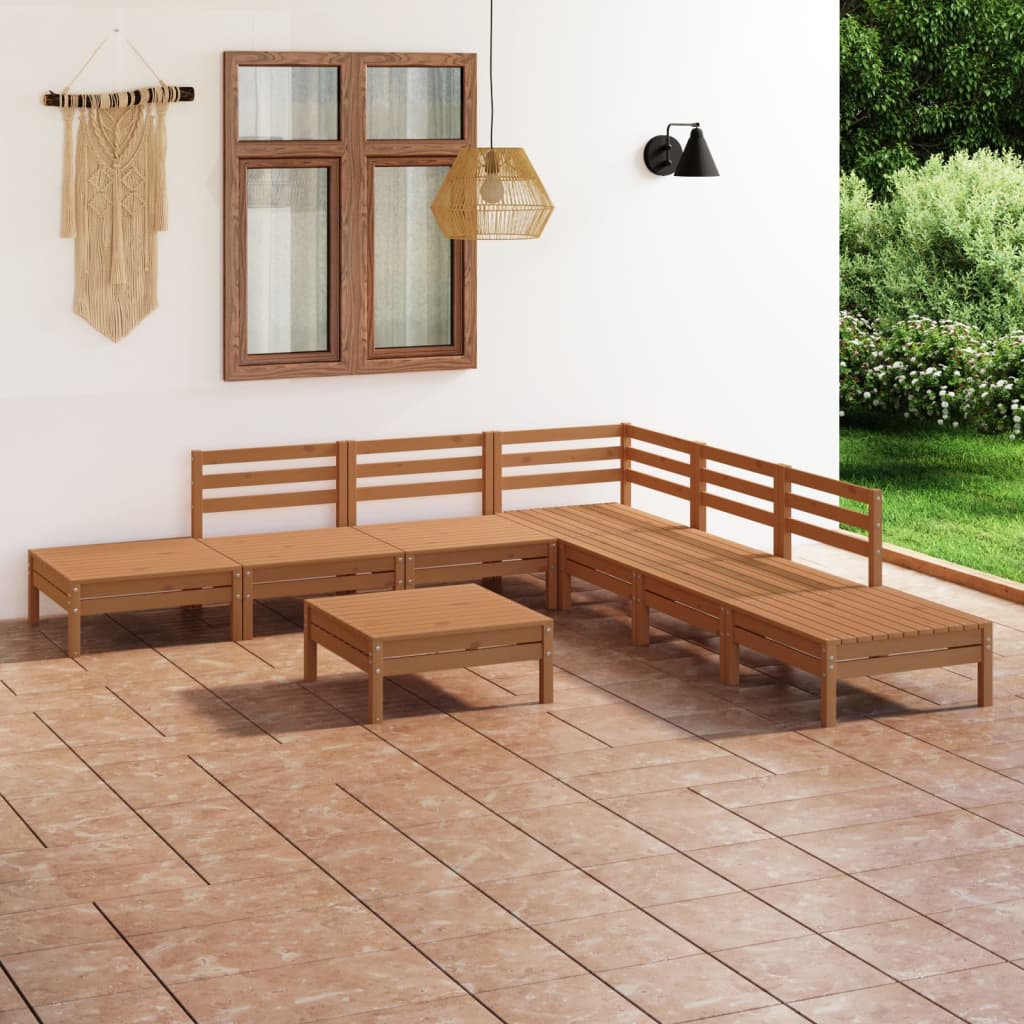 vidaXL 8 Piece Garden Lounge Set Solid Pinewood Honey Brown