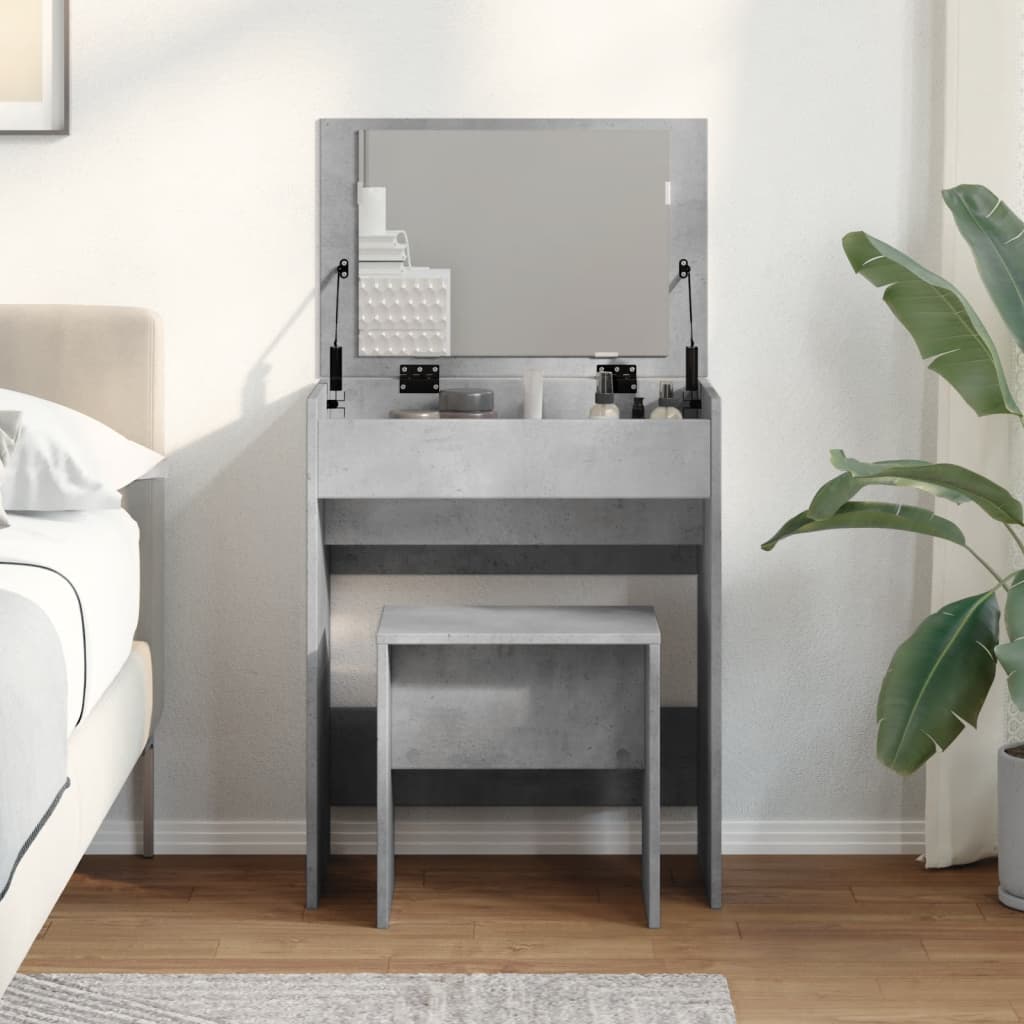 vidaXL Dressing Table and Stool Concrete Grey 60x40x113.5 cm