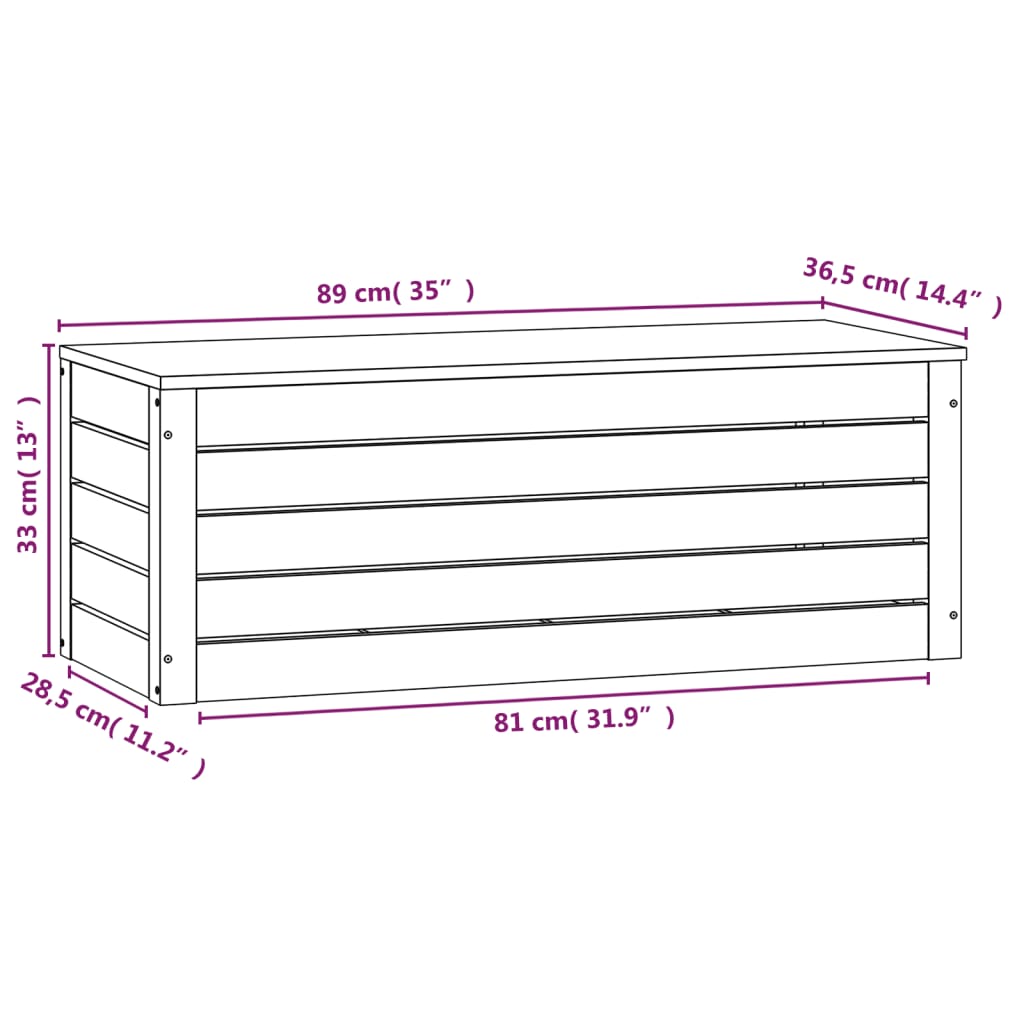 vidaXL Storage Box White 89x36.5x33 cm Solid Wood Pine