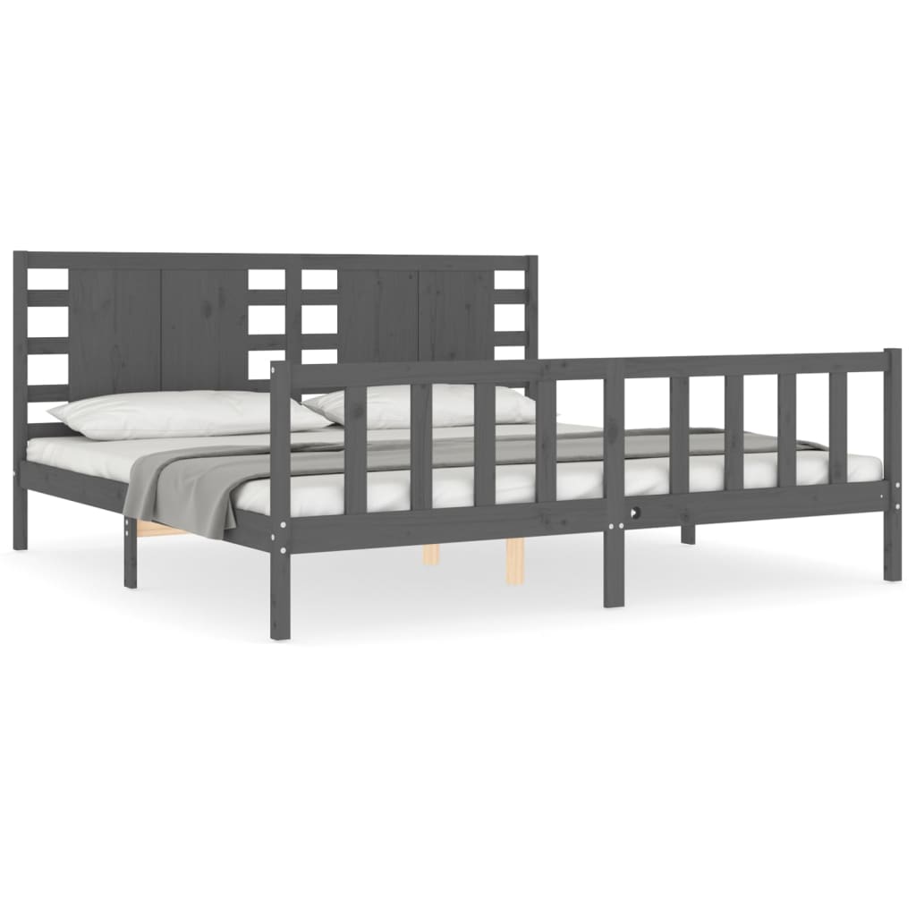 vidaXL Bed Frame without Mattress Grey 200x200 cm Solid Wood Pine