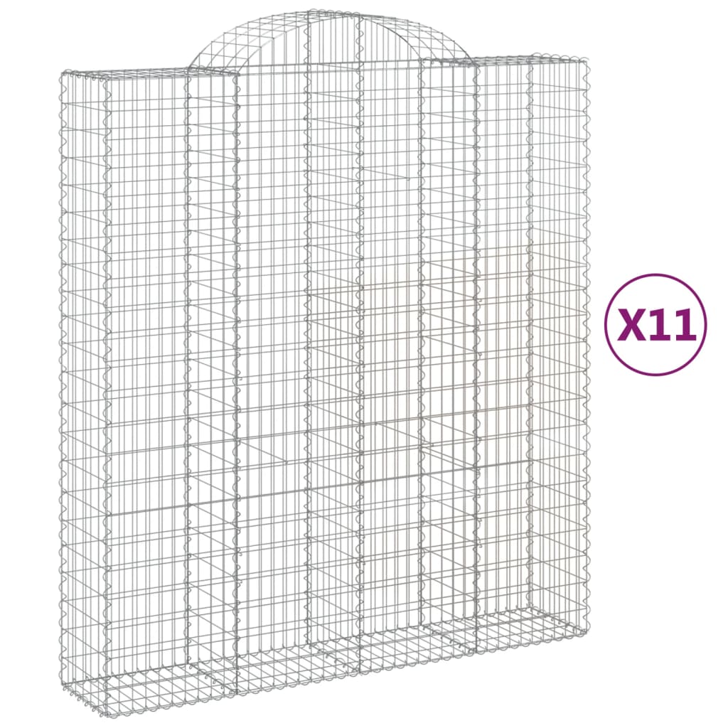 vidaXL Arched Gabion Baskets 11 pcs 200x50x220/240 cm Galvanised Iron