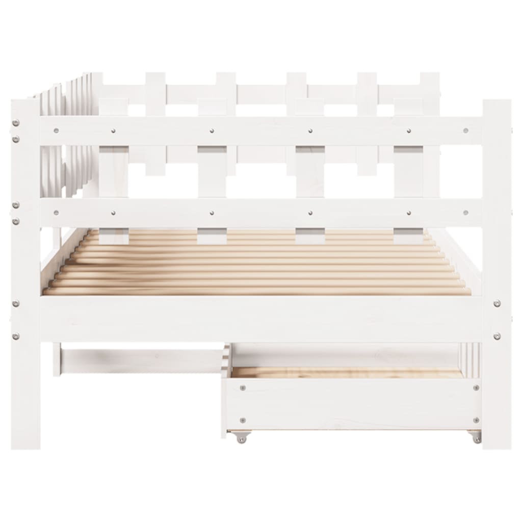 vidaXL Daybed with Drawers without Mattress White 80x200 cm Solid Wood