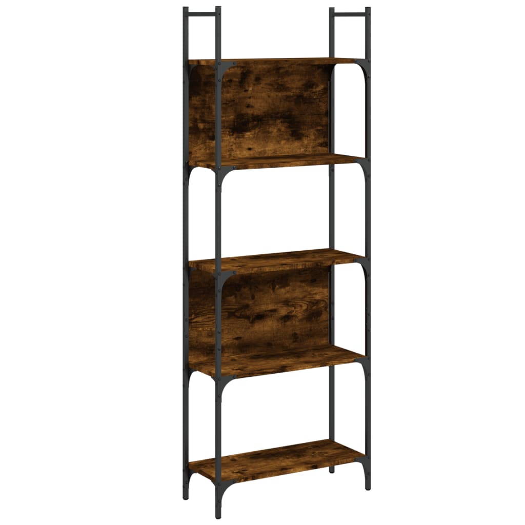 vidaXL Bookshelf 5-Tier Smoked Oak 60.5x24x166.5 cm Engineered Wood