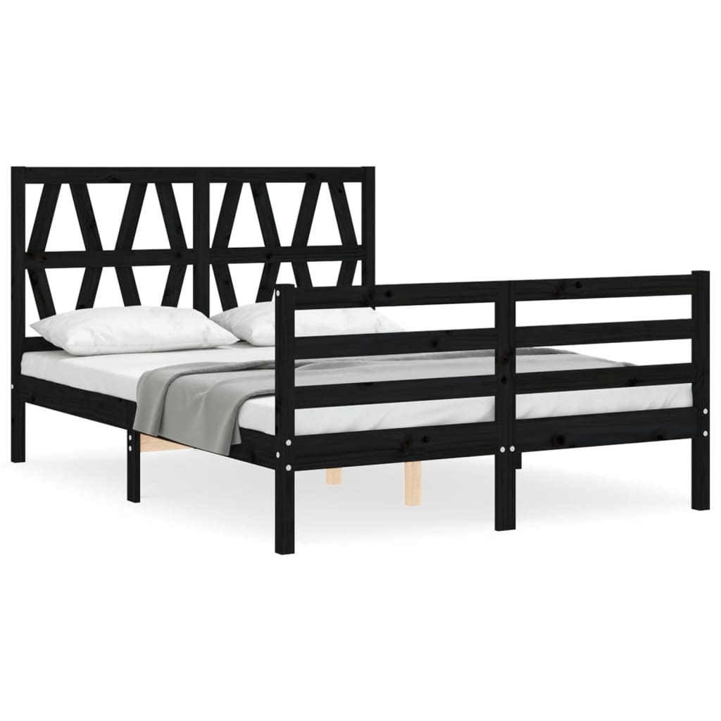 vidaXL Bed Frame without Mattress Black 120x200 cm Solid Wood