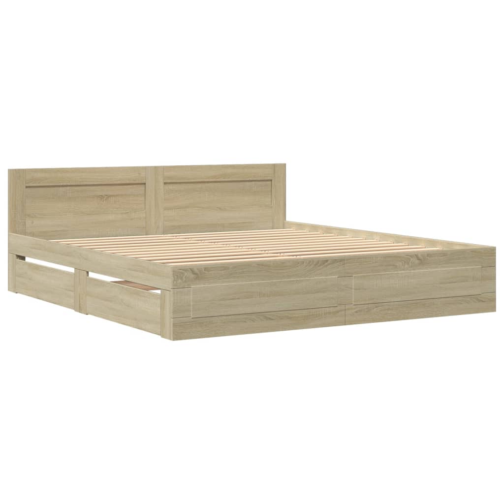 vidaXL Bed Frame with Headboard without Mattress Sonoma Oak 200x200 cm