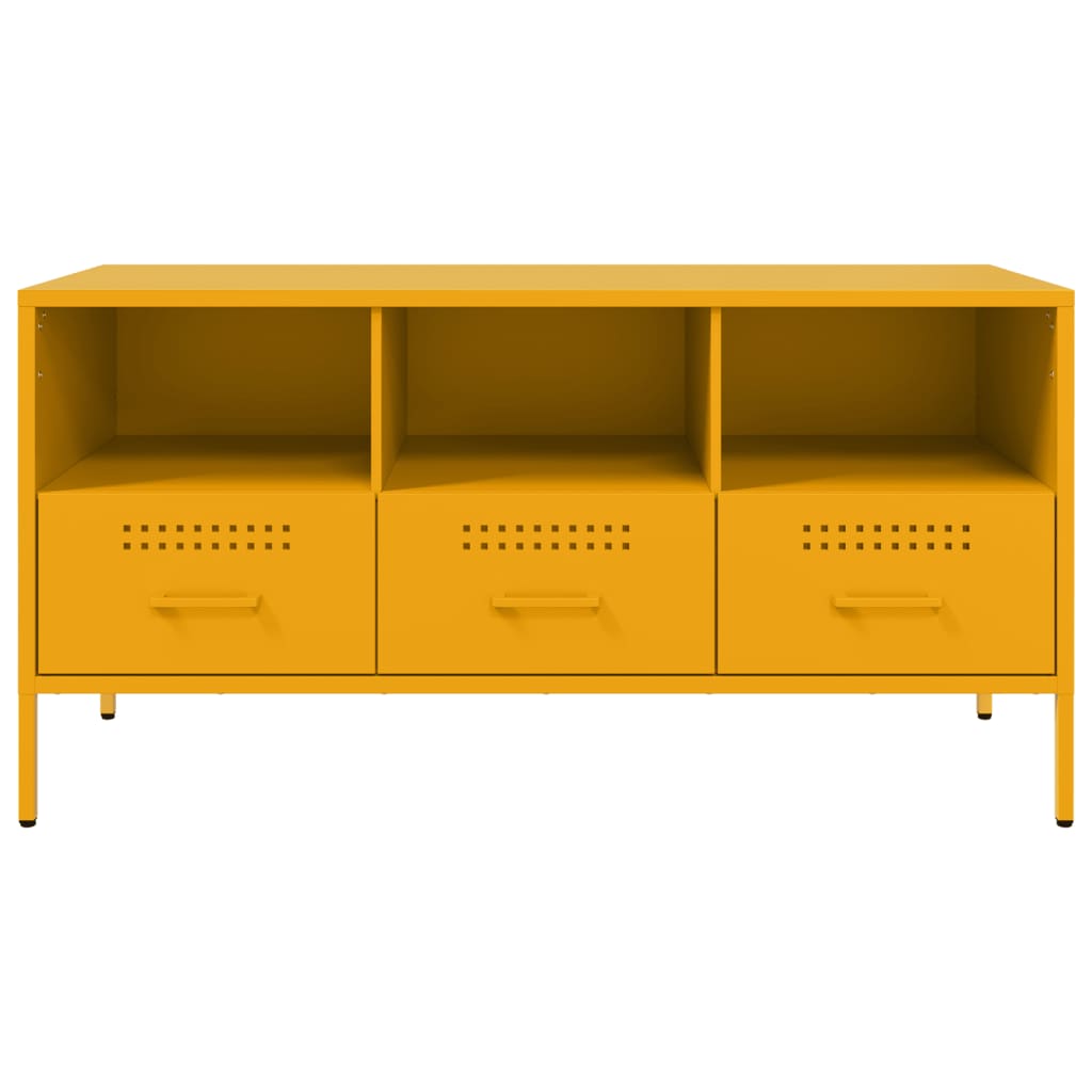 vidaXL TV Cabinet Mustard Yellow 100.5x39x50.5 cm Steel