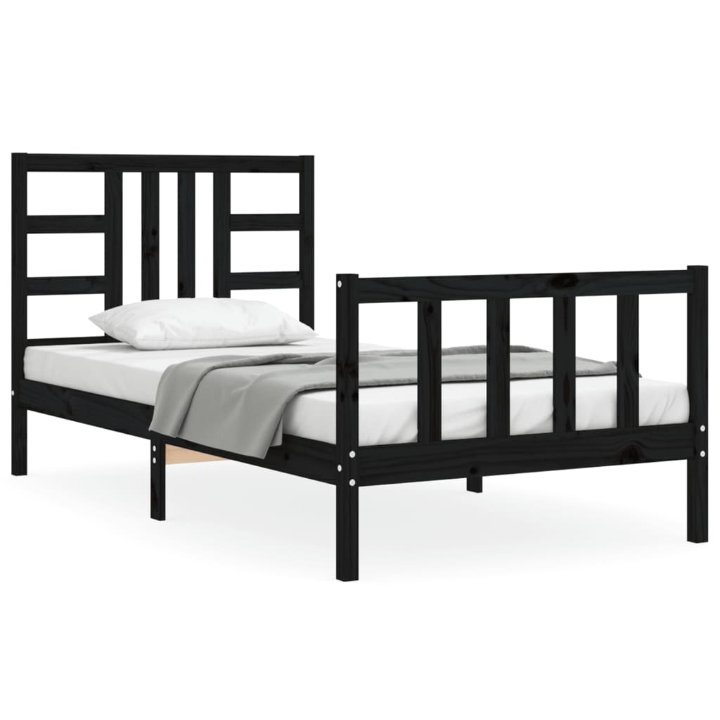 vidaXL Bed Frame without Mattress Black 100x200 cm Solid Wood Pine