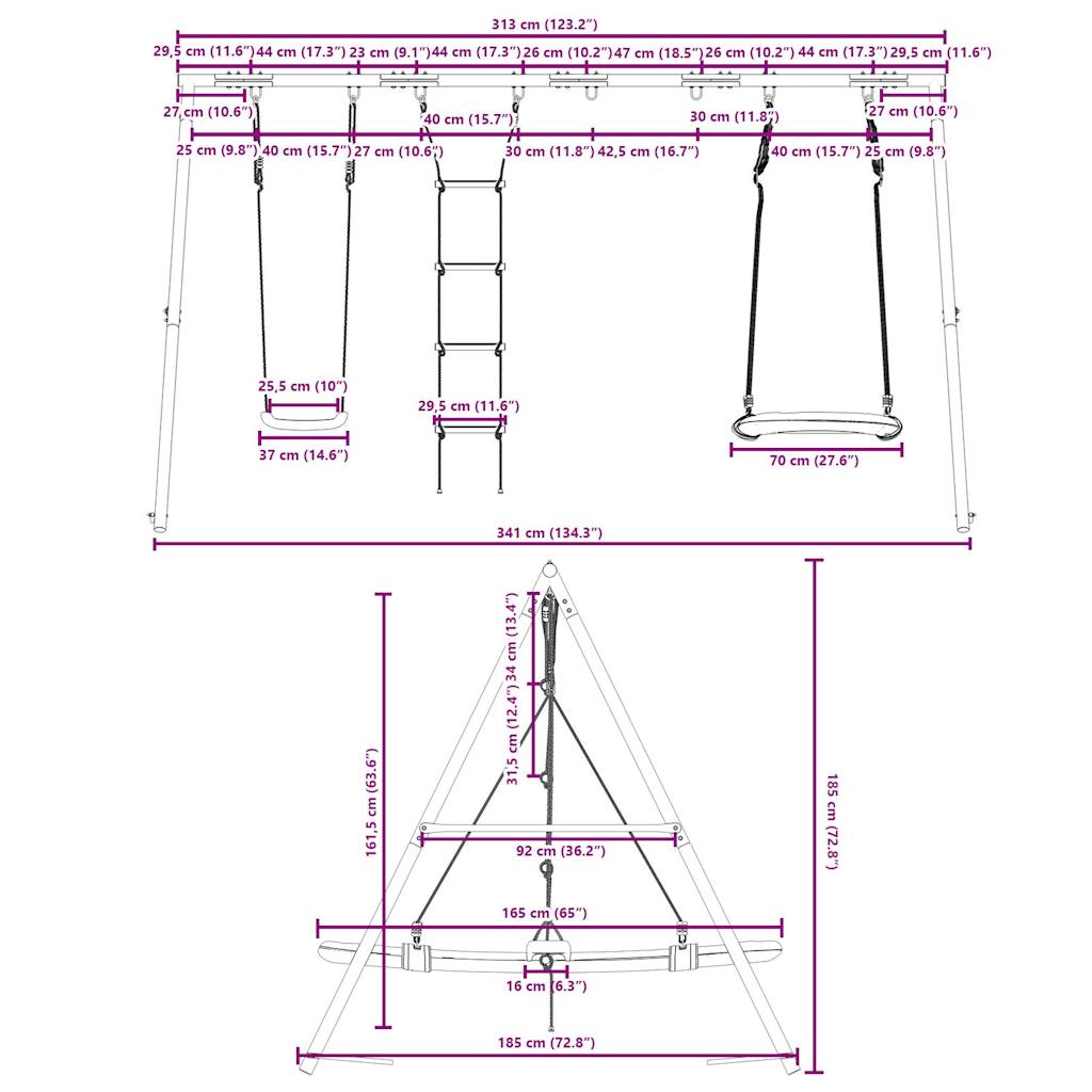 vidaXL Outdoor Swing Set with Swing, Ladder, Nest Swing