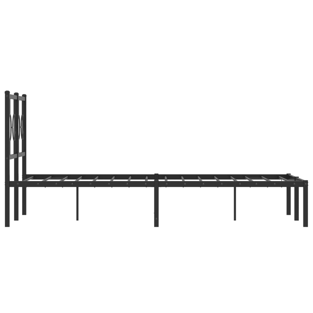 vidaXL Metal Bed Frame without Mattress with Headboard Black 120x190 cm Small Double