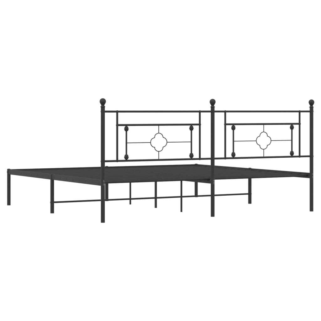 vidaXL Metal Bed Frame without Mattress with Headboard Black 200x200 cm