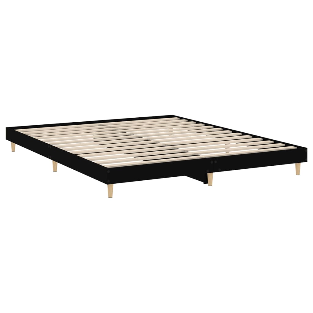 vidaXL Bed Frame without Mattress Black 160x200 cm Engineered Wood