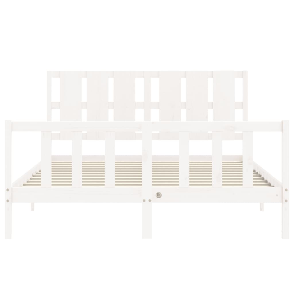 vidaXL Bed Frame without Mattress White King Size Solid Wood Pine