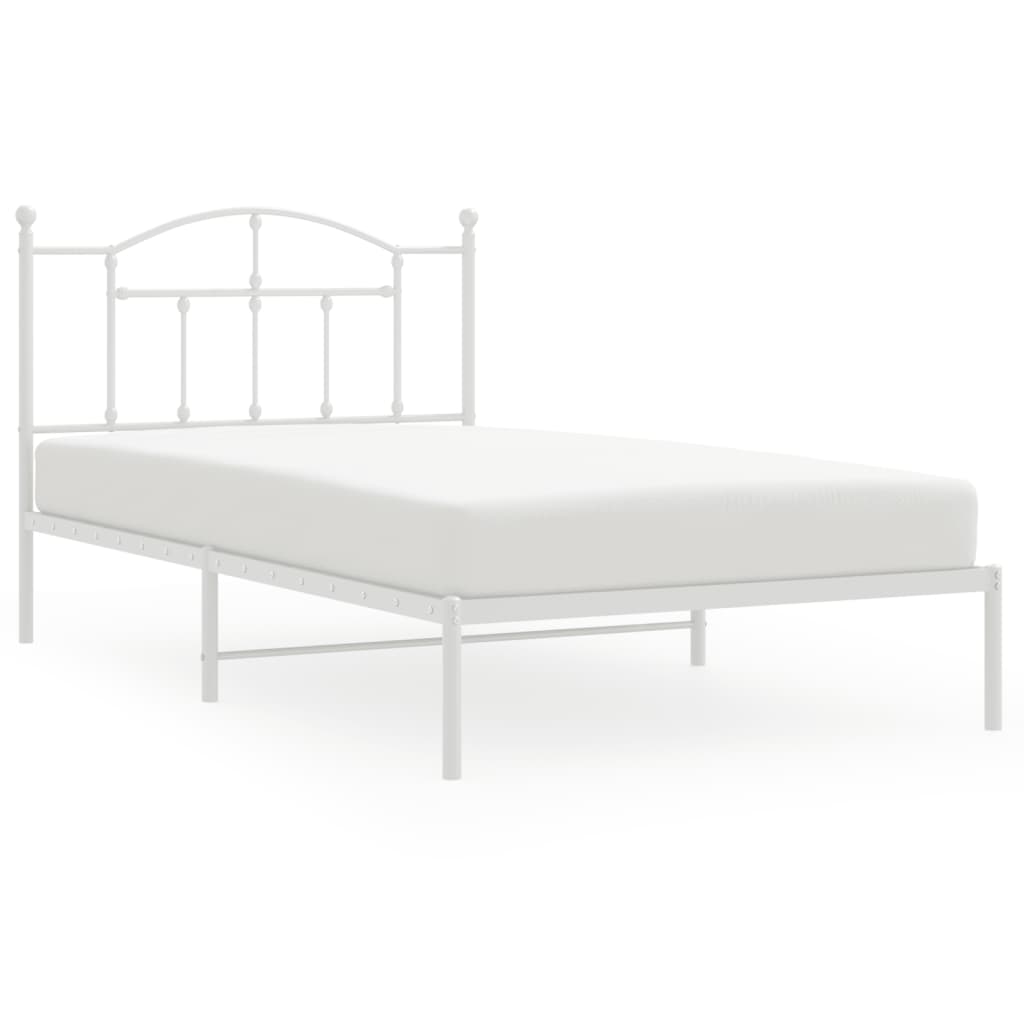 vidaXL Metal Bed Frame without Mattress with Headboard White 100x200 cm