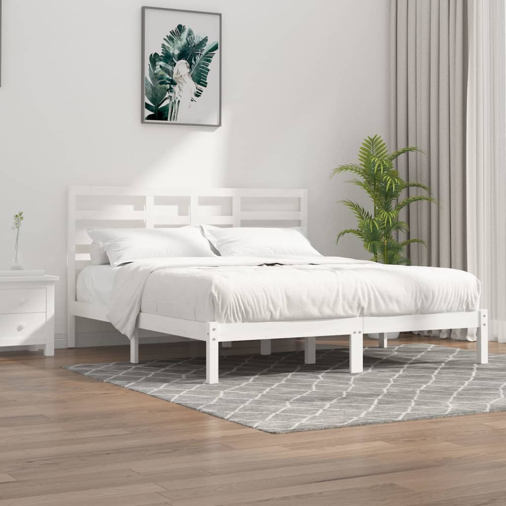 vidaXL Bed Frame without Mattress White Solid Wood 200x200 cm