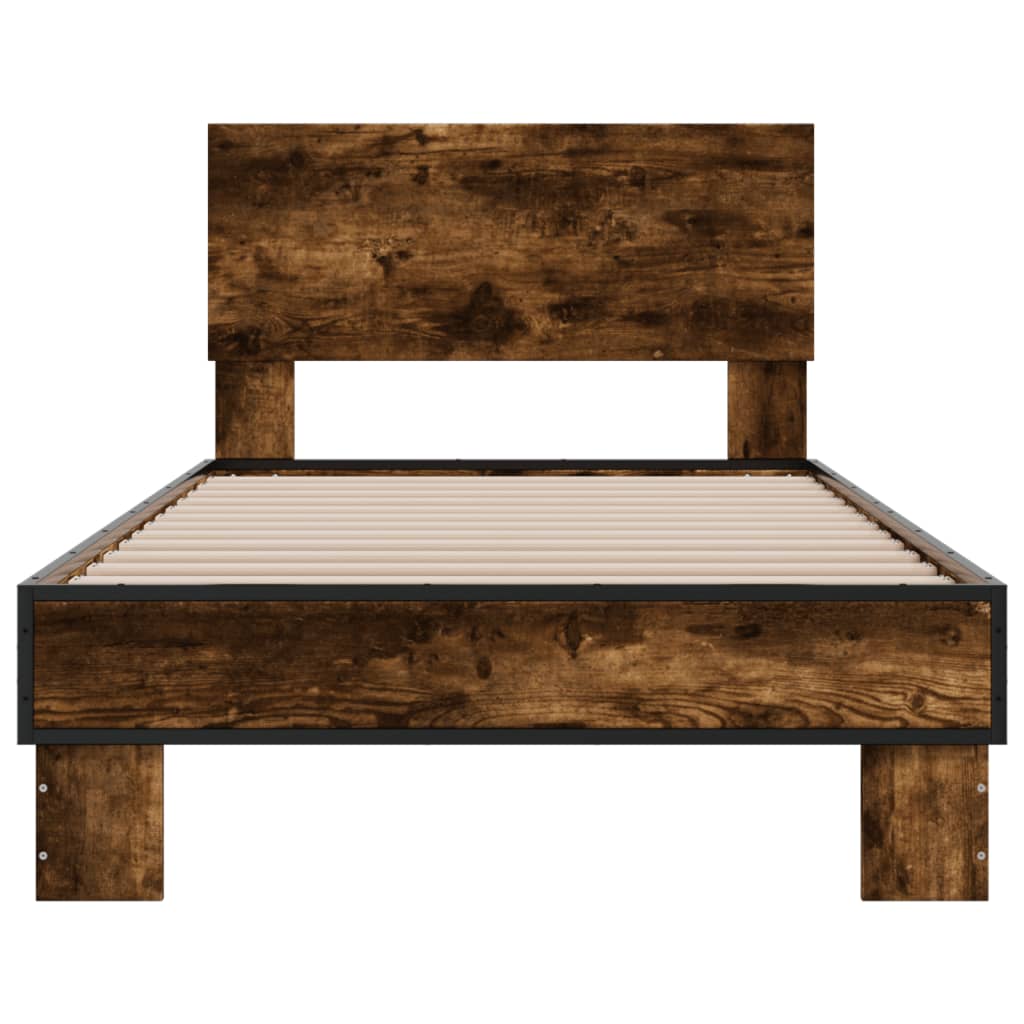 vidaXL Bed Frame without Mattress Smoked Oak 100x200 cm