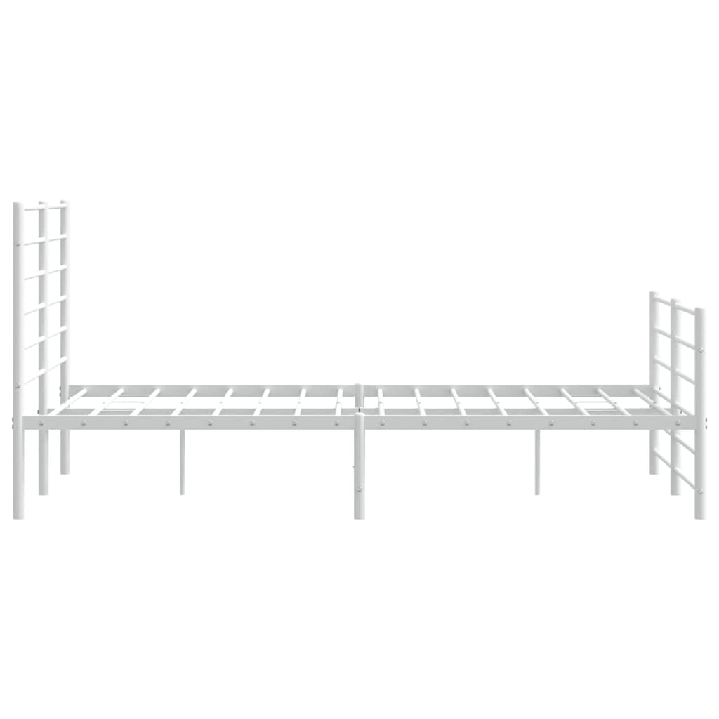 vidaXL Metal Bed Frame without Mattress with Footboard White 140x190 cm