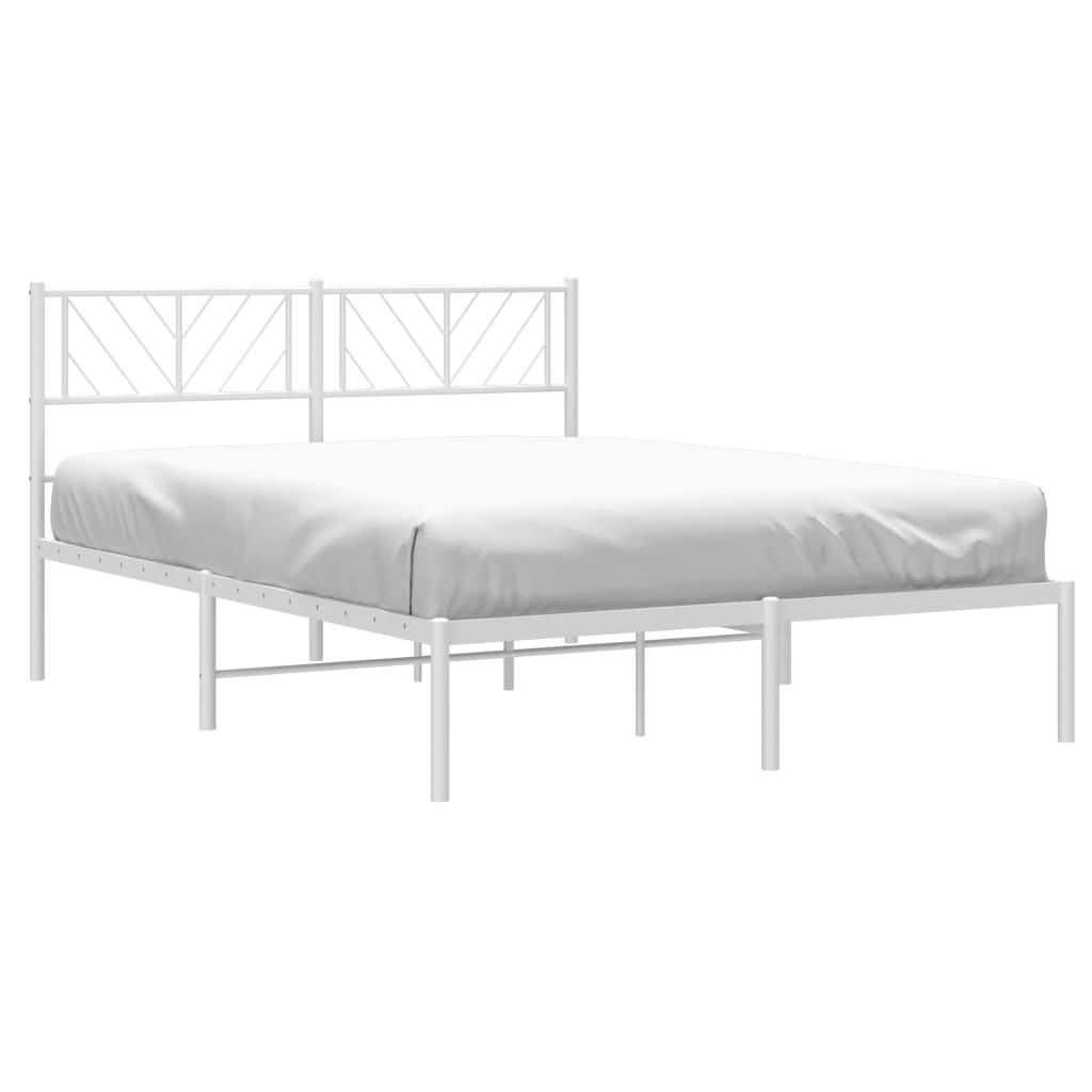 vidaXL Metal Bed Frame without Mattress with Headboard White 160x200 cm