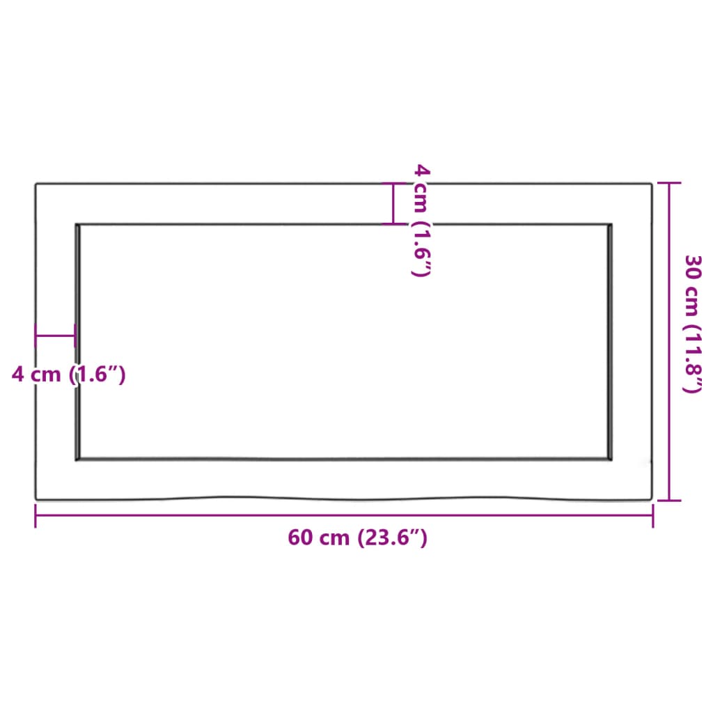 vidaXL Bathroom Countertop 60x30x(2-6) cm Untreated Solid Wood