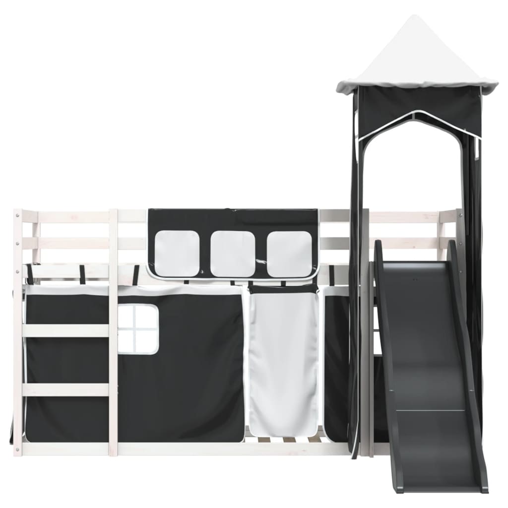 vidaXL Bunk Bed without Mattress with Slide White and Black 80x200 cm