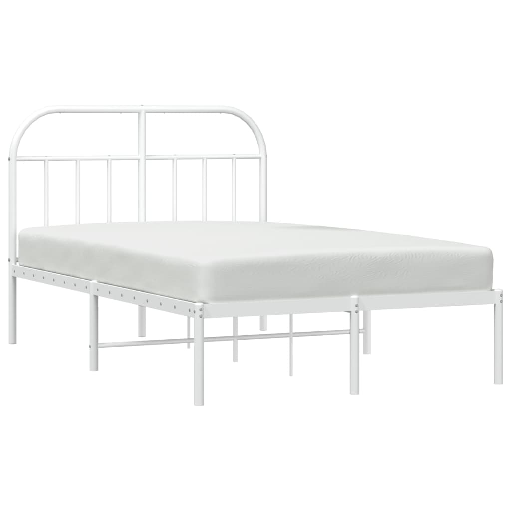 vidaXL Metal Bed Frame without Mattress with Headboard White 120x200 cm