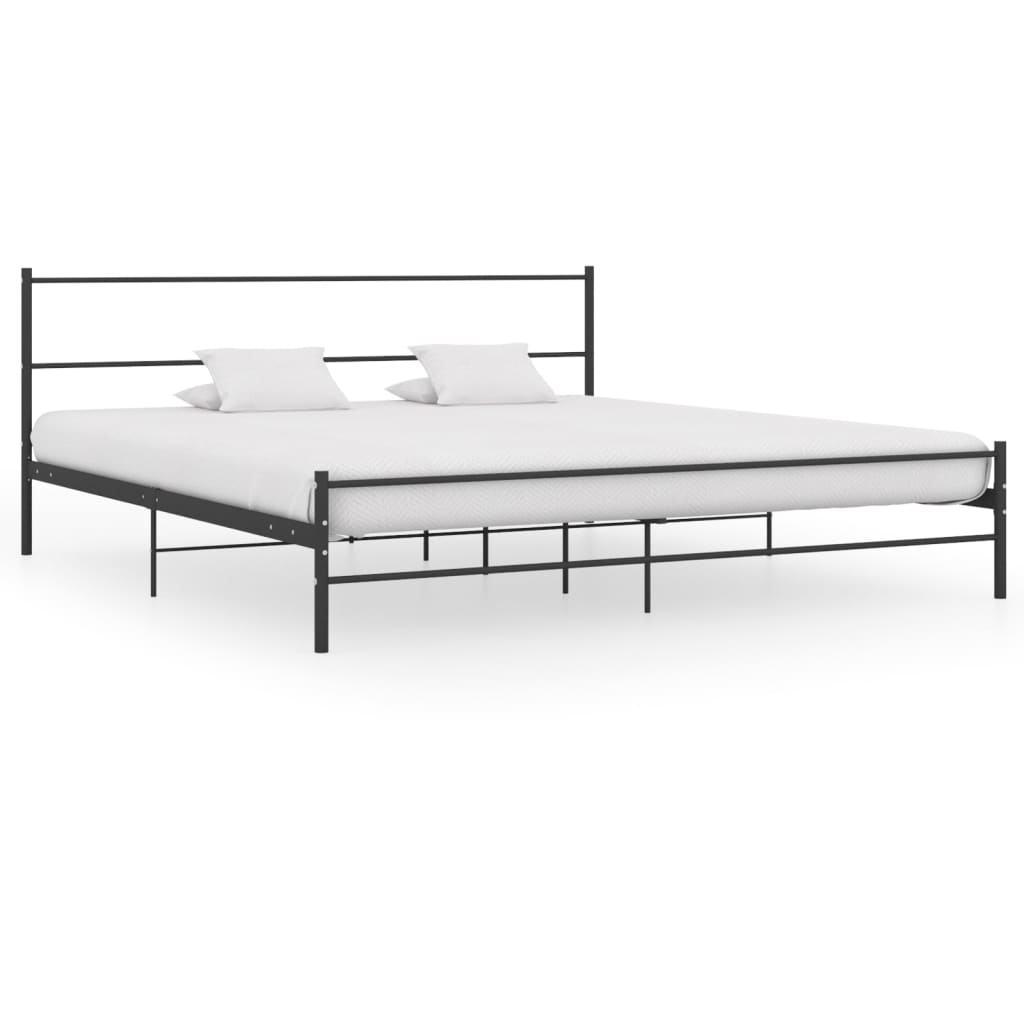 vidaXL Bed Frame without Mattress Black Metal 180x200 cm Super King