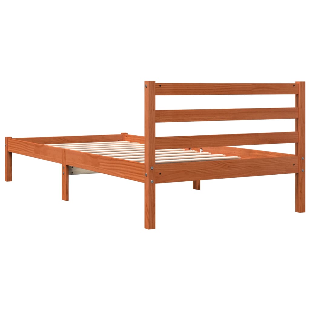 vidaXL Bed Frame without Mattress Wax Brown 100x200 cm Solid Wood Pine