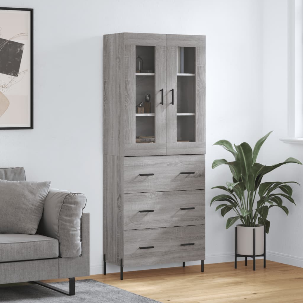 vidaXL Highboard Grey Sonoma 69.5x34x180 cm Engineered Wood