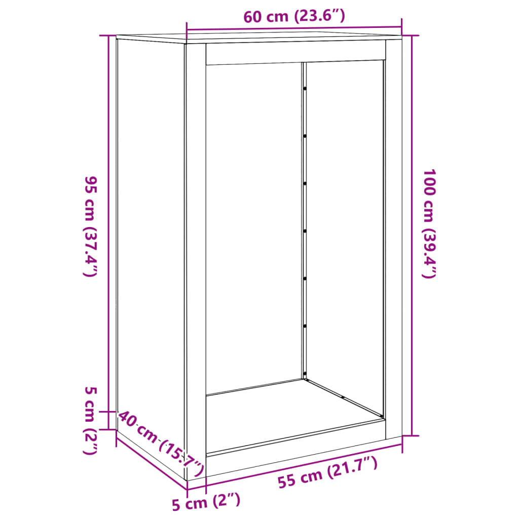 vidaXL Firewood Rack 60x40x100 cm Galvanised Steel