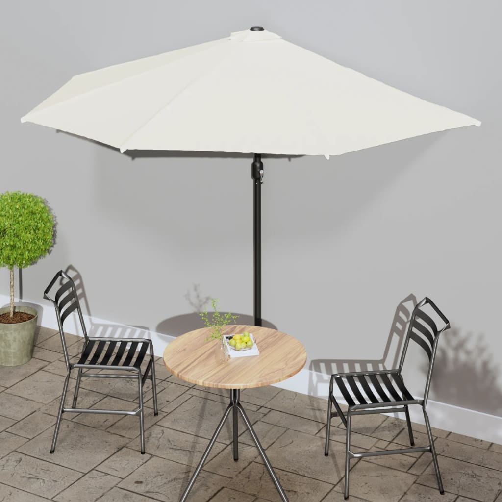 vidaXL Garden Parasol with Aluminium Pole Sand 300x155 cm Half