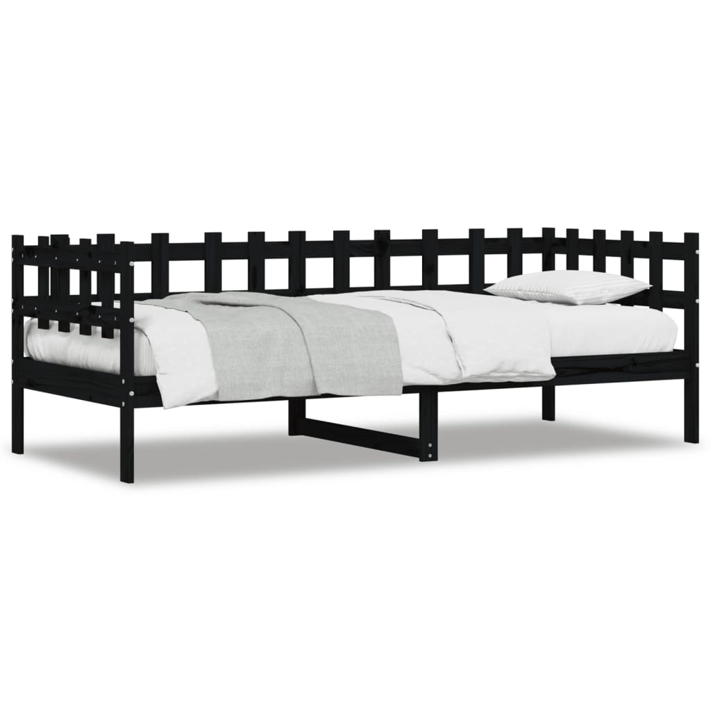 vidaXL Day Bed without Mattress Black 90x200 cm Solid Wood Pine